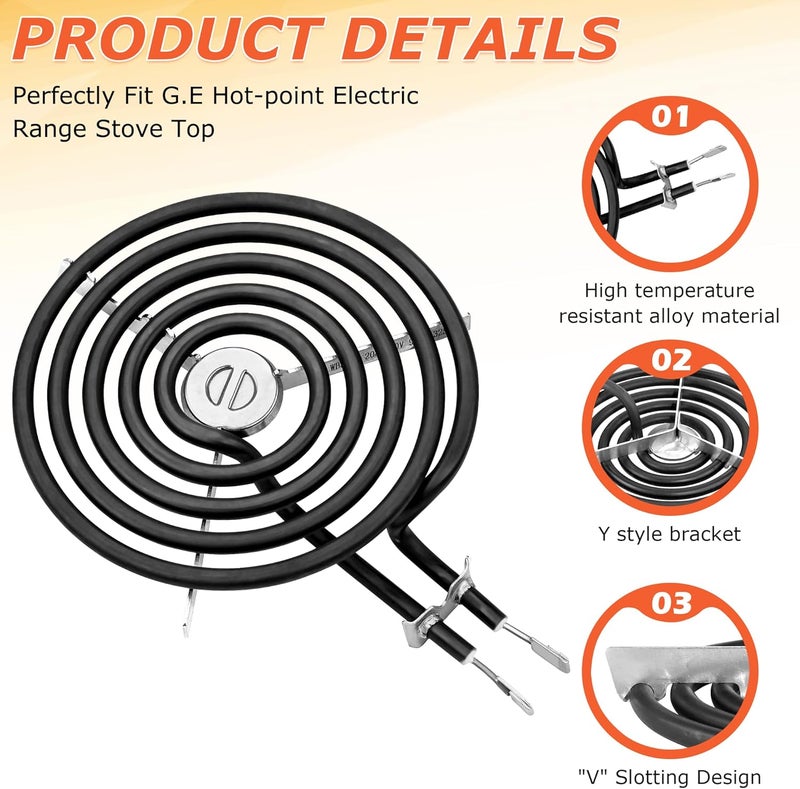 Fetechmate WB30M1 WB30M2 Electric Range Stove Top Surface Element Burner Kit and WB31T10010 WB31T10011 Silver Chrome Drip Pans Replacement for G.E Hot-point Range Stove by - Image 4